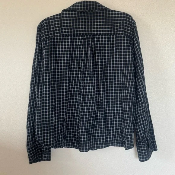 MADEWELL Easy Y-Neck Button-Up Shirt Indigo White Plaid Flannel Cotton XL $88 - Picture 5 of 10